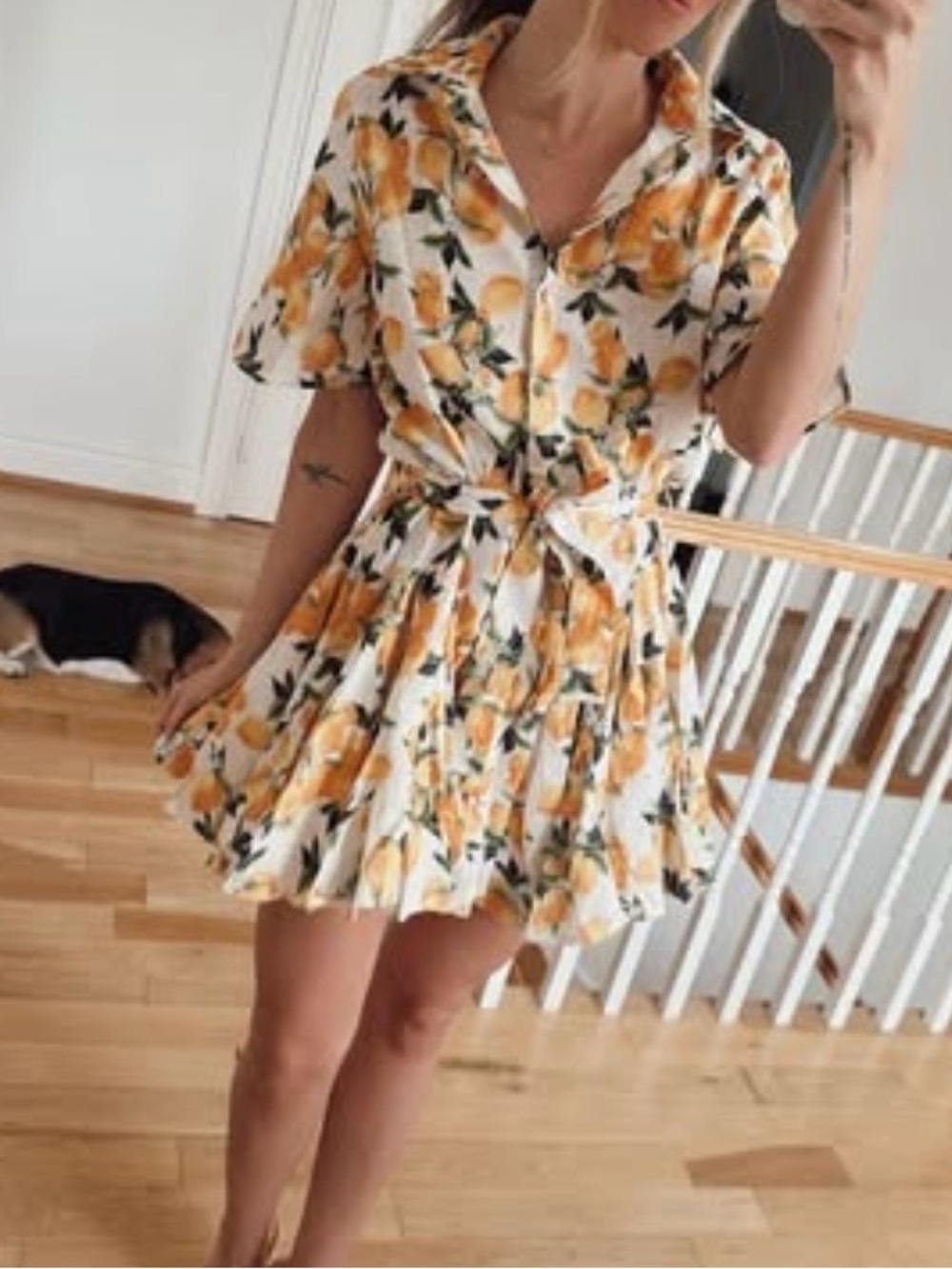 Women's Yellow Lemon-Print Summer Dress